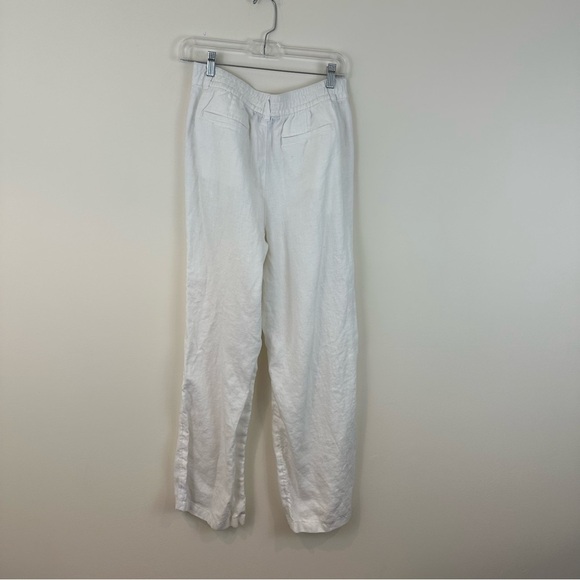 Lands' End White Linen High Waisted Elastic Waist Pants Size 6 - Picture 6 of 7
